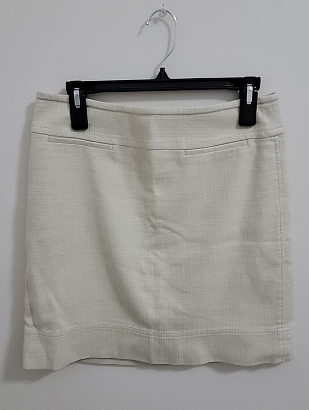 Talbots Women's Straight Skirt White Textured Lined Stretch Cotton Size 6 EUC